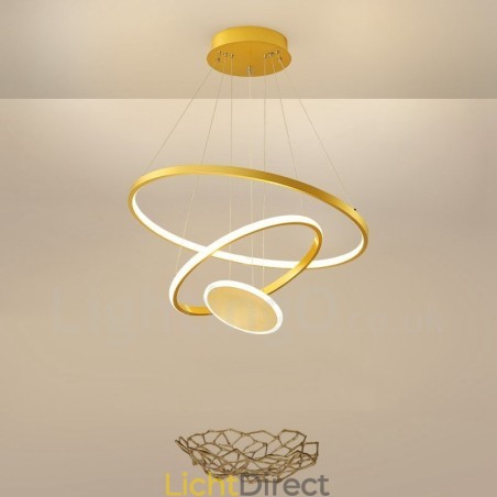 Drie cirkels modern design drie ringen gouden hanglamp met afstandsbediening Drie cirkels modern design drie ringen gouden hanglamp met afstandsbediening