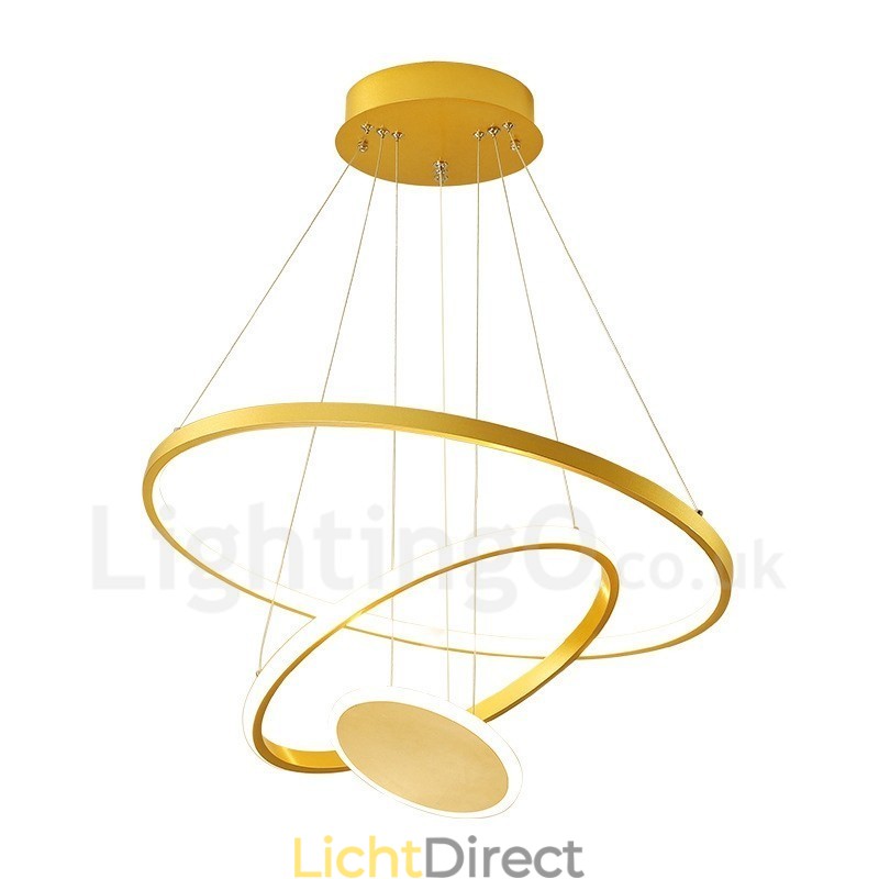 Drie cirkels modern design drie ringen gouden hanglamp met afstandsbediening