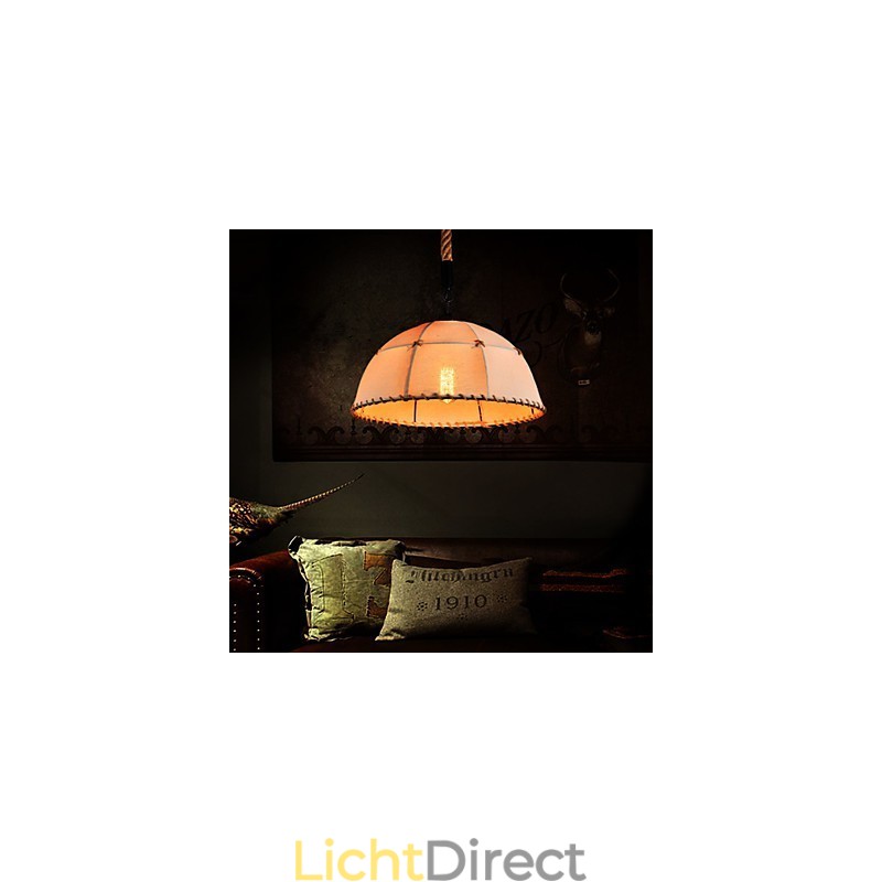 Retro handgemaakte henneptouw countryard kroonluchterlamp in industriële landelijke stijl