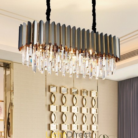 Luxe postmoderne zwarte en gouden ronde K9-kristallen hangkroonluchter Luxe postmoderne zwarte en gouden ronde K9-kristallen hangkroonluchter