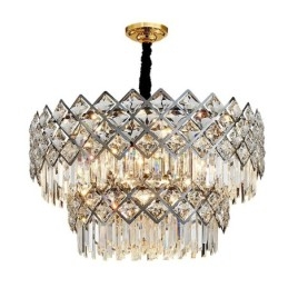 Twee lagen luxe postmoderne zwarte en gouden ronde K9-kristallen hanglamp