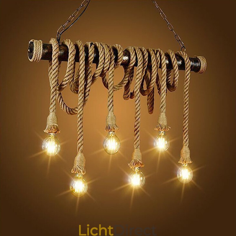 Vintage traditionele klassieke Scandinavische stijl henneptouw kroonluchter