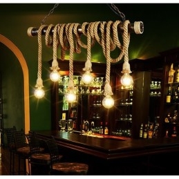 Vintage traditionele klassieke Scandinavische stijl henneptouw kroonluchter