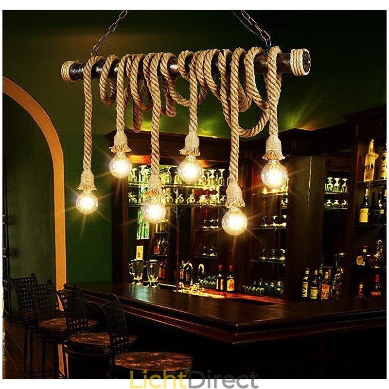 Vintage traditionele klassieke Scandinavische stijl henneptouw kroonluchter