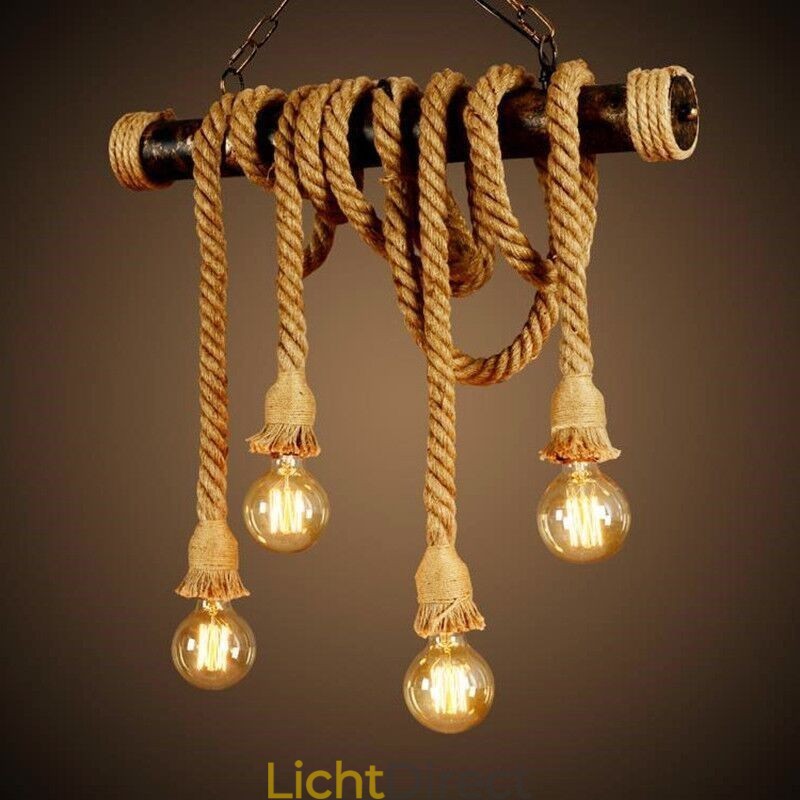 Vintage traditionele klassieke Scandinavische stijl henneptouw kroonluchter