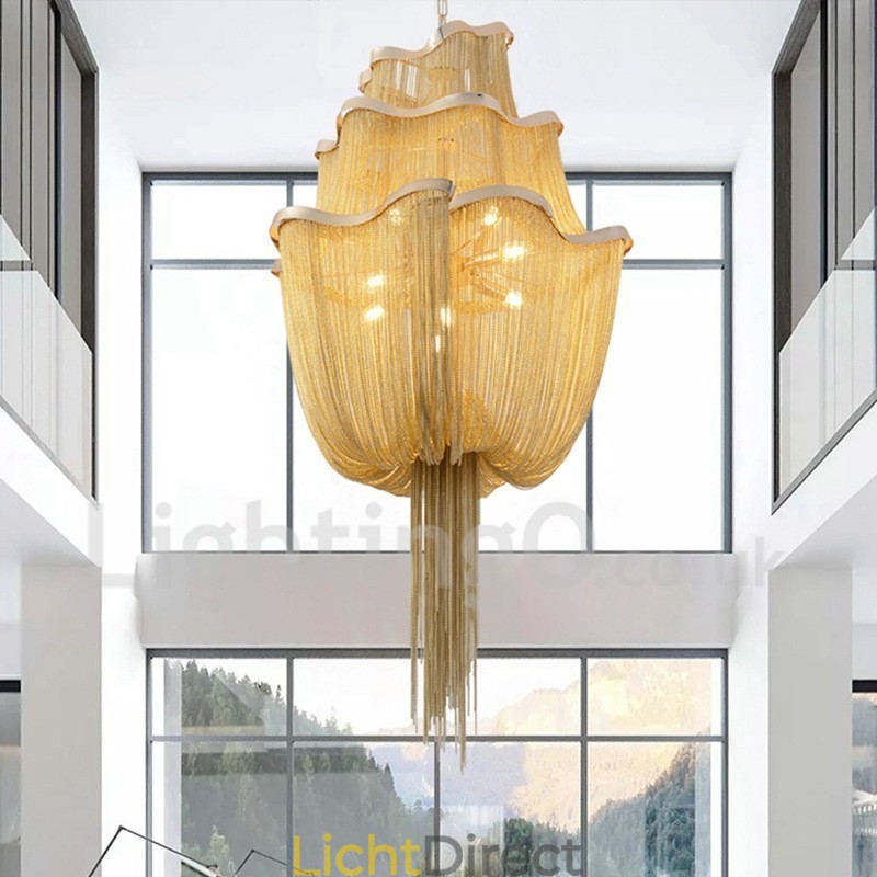 Kwastjes kroonluchter design hanglamp zilver goud kleur