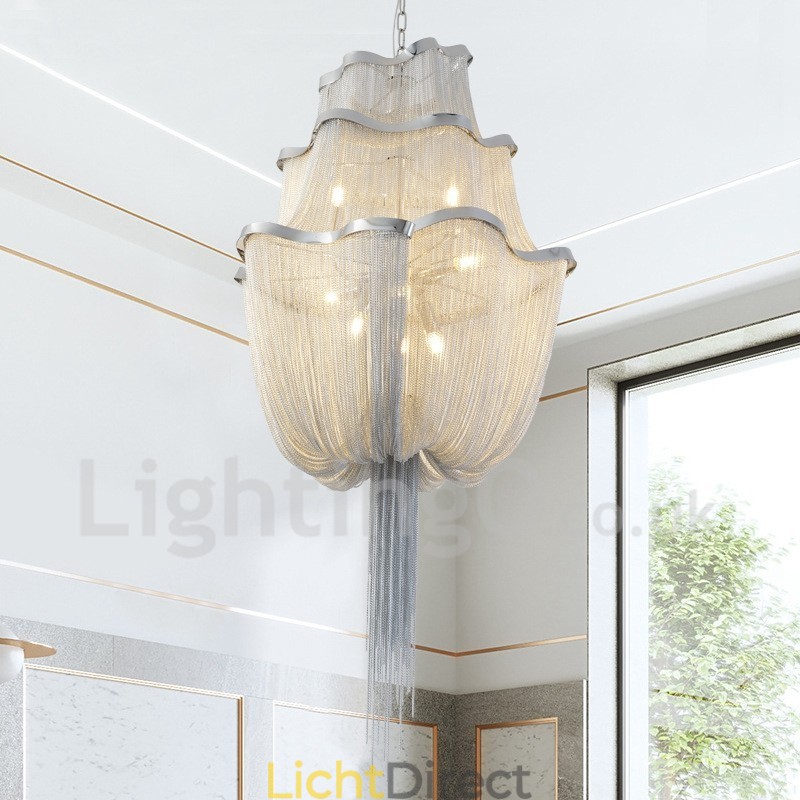 Kwastjes kroonluchter design hanglamp zilver goud kleur