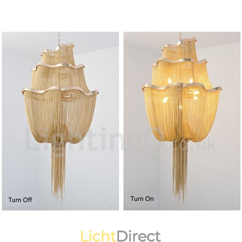 Kwastjes kroonluchter design hanglamp zilver goud kleur