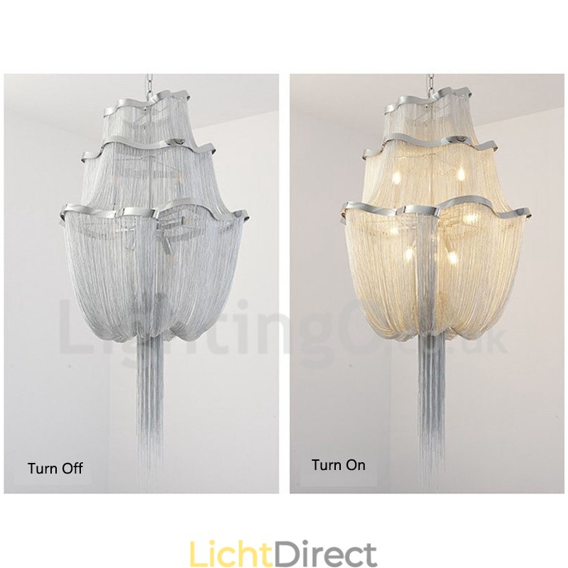 Kwastjes kroonluchter design hanglamp zilver goud kleur