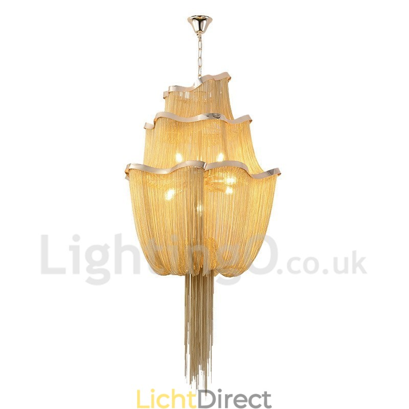Kwastjes kroonluchter design hanglamp zilver goud kleur