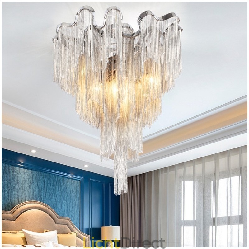 Kwastjes kroonluchter design plafondlamp zilver goud kleur