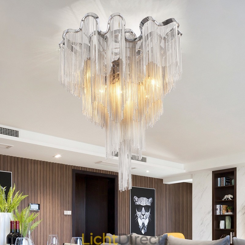Kwastjes kroonluchter design plafondlamp zilver goud kleur