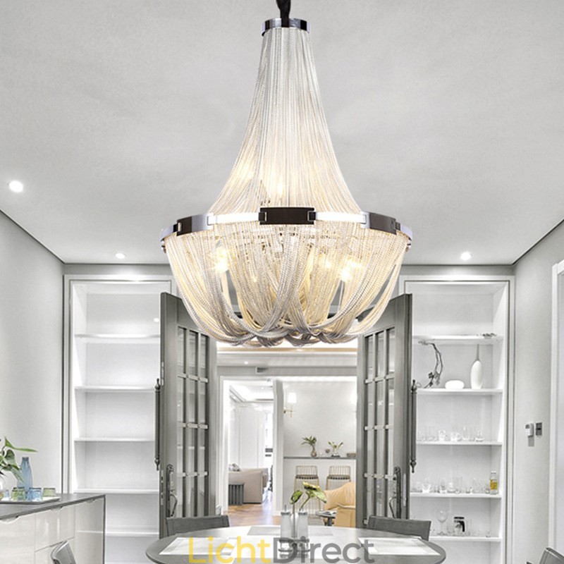 Kwastjes kroonluchter design hanglamp zilver goud kleur