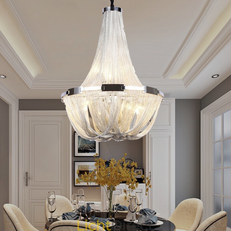 Kwastjes kroonluchter design hanglamp zilver goud kleur