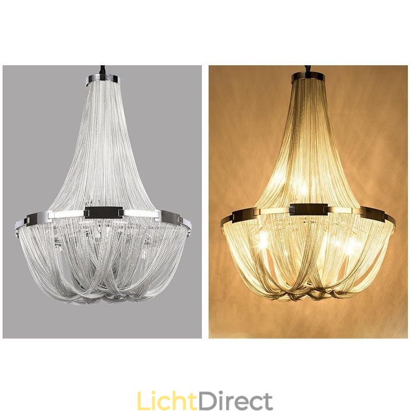 Kwastjes kroonluchter design hanglamp zilver goud kleur
