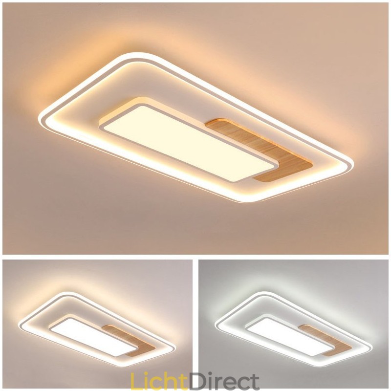 Dimbare moderne, eigentijdse, rechthoekige plafondlampen in Scandinavische stijl met afstandsbediening, kunnen ook als wandlamp worden gebruikt