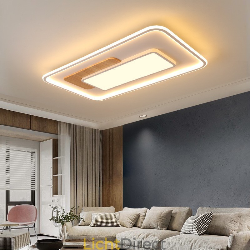 Dimbare moderne, eigentijdse, rechthoekige plafondlampen in Scandinavische stijl met afstandsbediening, kunnen ook als wandlamp worden gebruikt