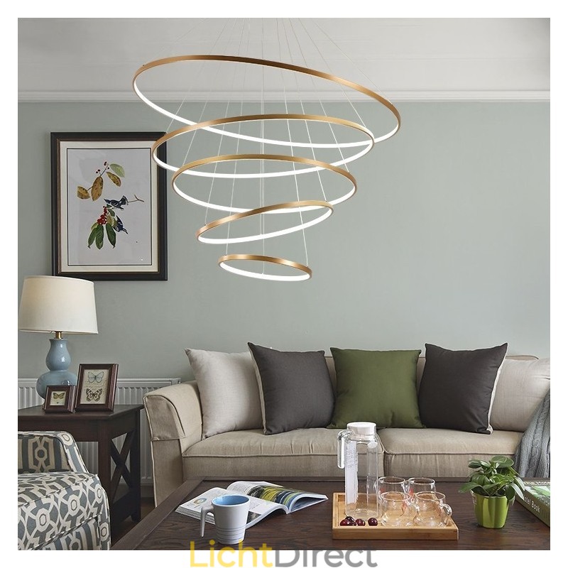 Grote 4 ringen 5 ringen zwart wit goud hanglamp modern design