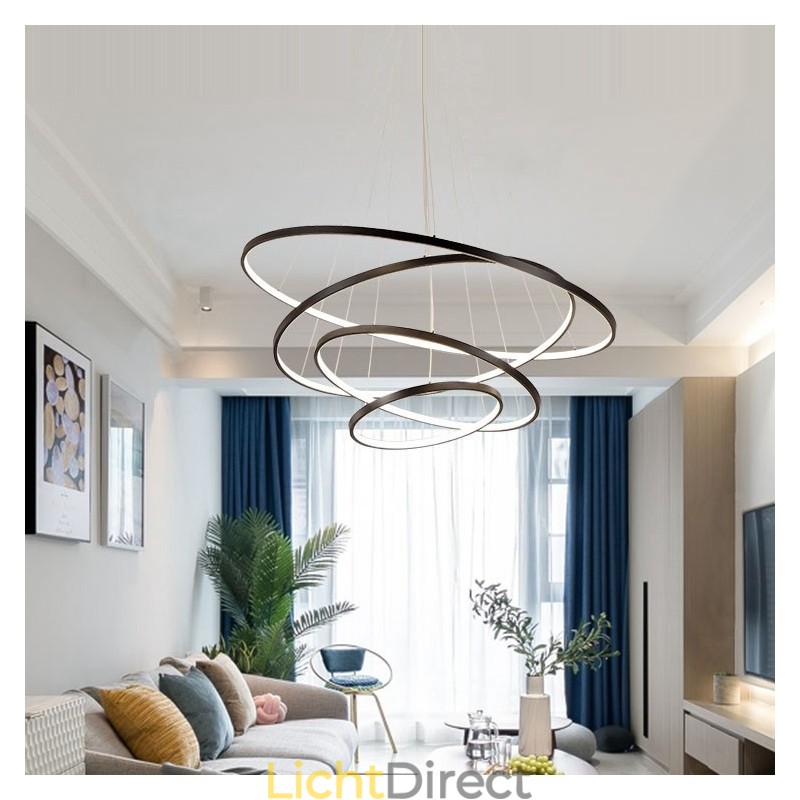 Grote 4 ringen 5 ringen zwart wit goud hanglamp modern design