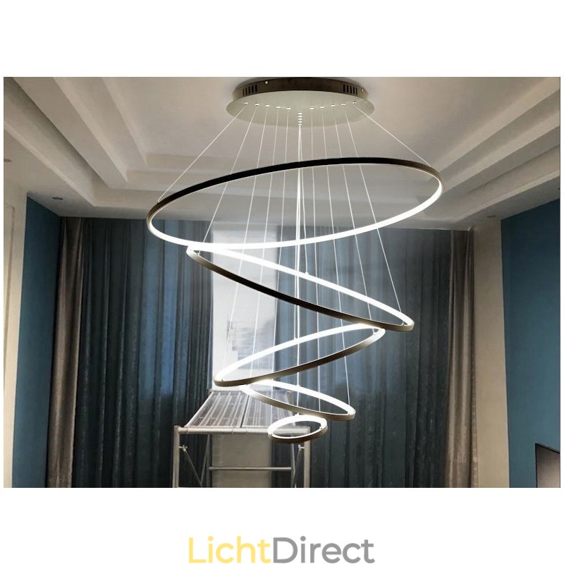 Grote 4 ringen 5 ringen zwart wit goud hanglamp modern design