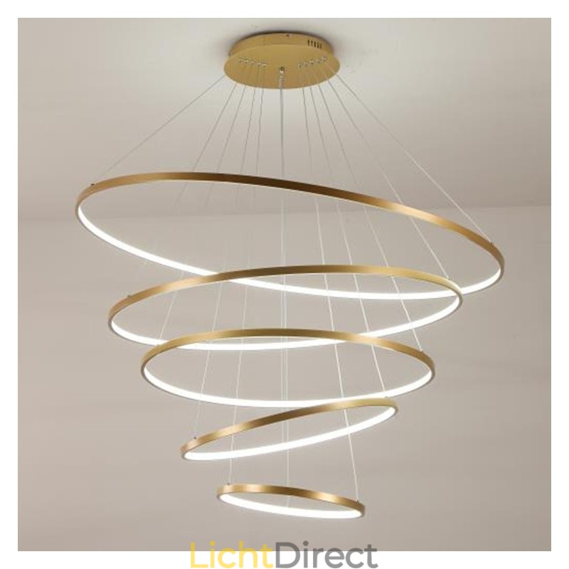 Grote 4 ringen 5 ringen zwart wit goud hanglamp modern design