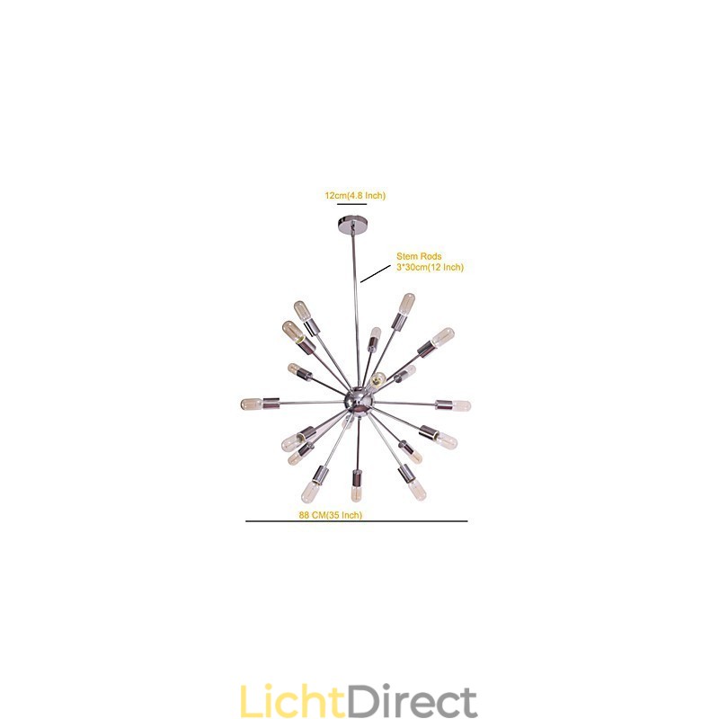 Kroonluchter Modern Globe Living Hanglamp Eetkamer Winkel Winkel Nacht Metaal Chroom