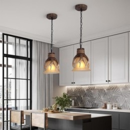 Eén licht rustieke artistieke retro gewei antieke hanglamp met glazen kap