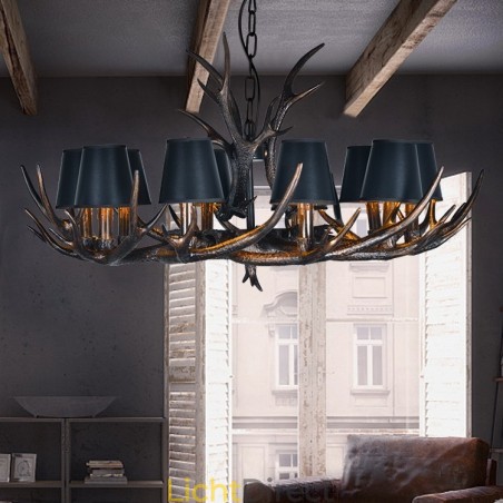Retro Antler antieke kroonluchter met kappen Retro Antler antieke kroonluchter met kappen
