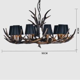 Retro Antler antieke kroonluchter met kappen