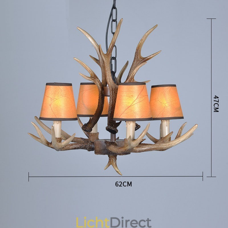 4-lichts rustieke artistieke retro gewei antieke kroonluchter met kappen