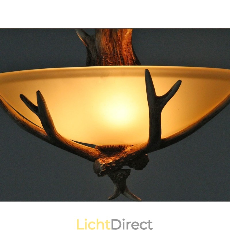 Eén licht rustieke artistieke retro gewei antieke hanglamp met glazen kap