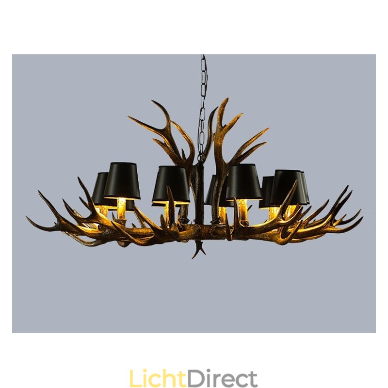 Retro Antler antieke kroonluchter met kappen