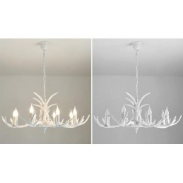8-lichts witte rustieke artistieke retro gewei antieke kroonluchter