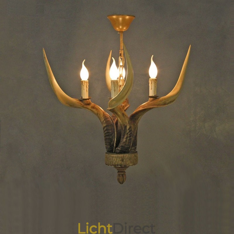 4-lichts rustieke artistieke retro gewei antieke kroonluchter