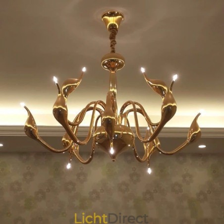 12 Lichts Moderne Zwaan Goud Metalen Kroonluchter Hanglamp 12 Lichts Moderne Zwaan Goud Metalen Kroonluchter Hanglamp