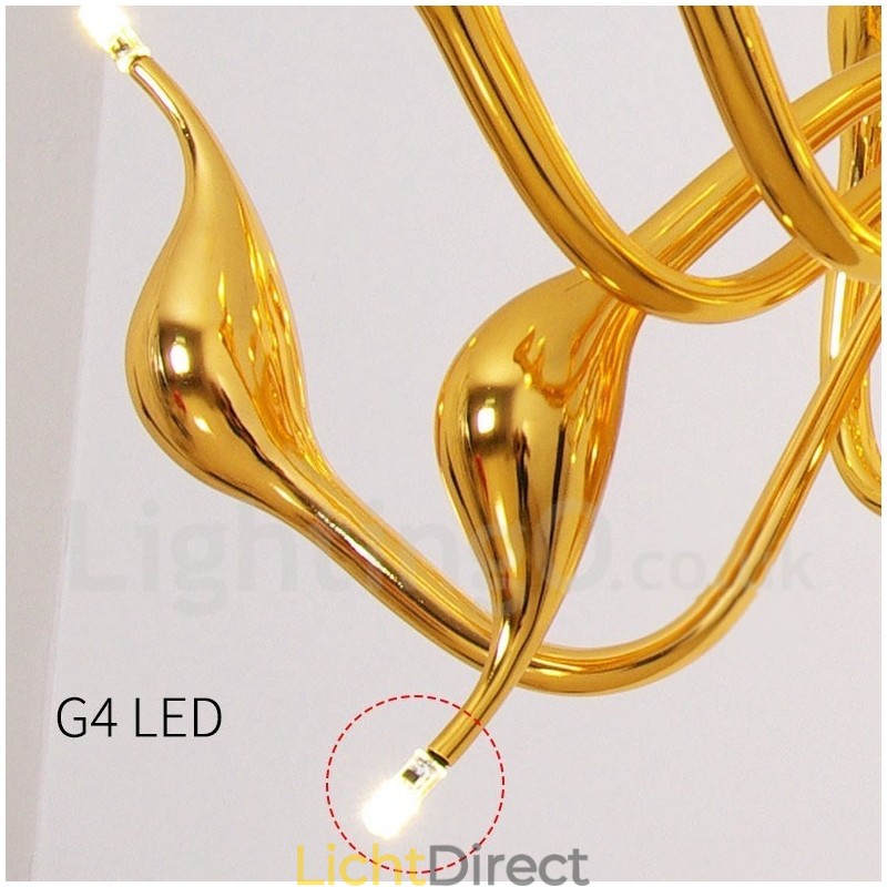 12 Lichts Moderne Zwaan Goud Metalen Kroonluchter Hanglamp