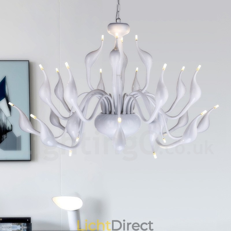 24 lampen moderne zwaan kroonluchter licht G4 witte plating