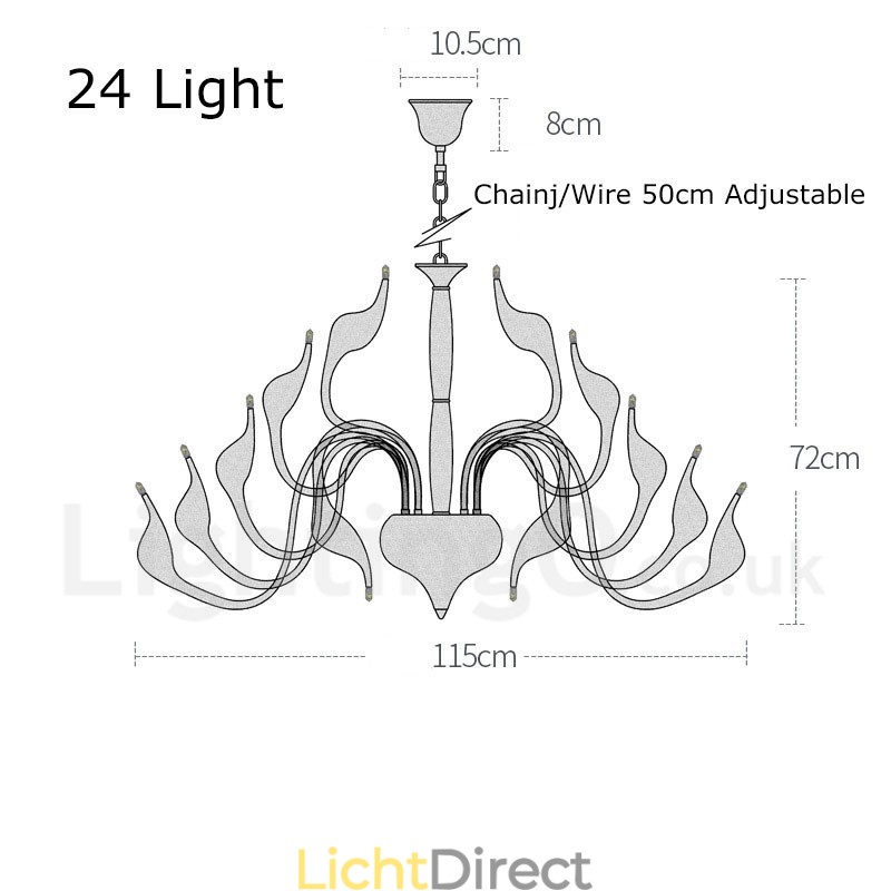 24 lampen moderne zwaan kroonluchter licht G4 verguld