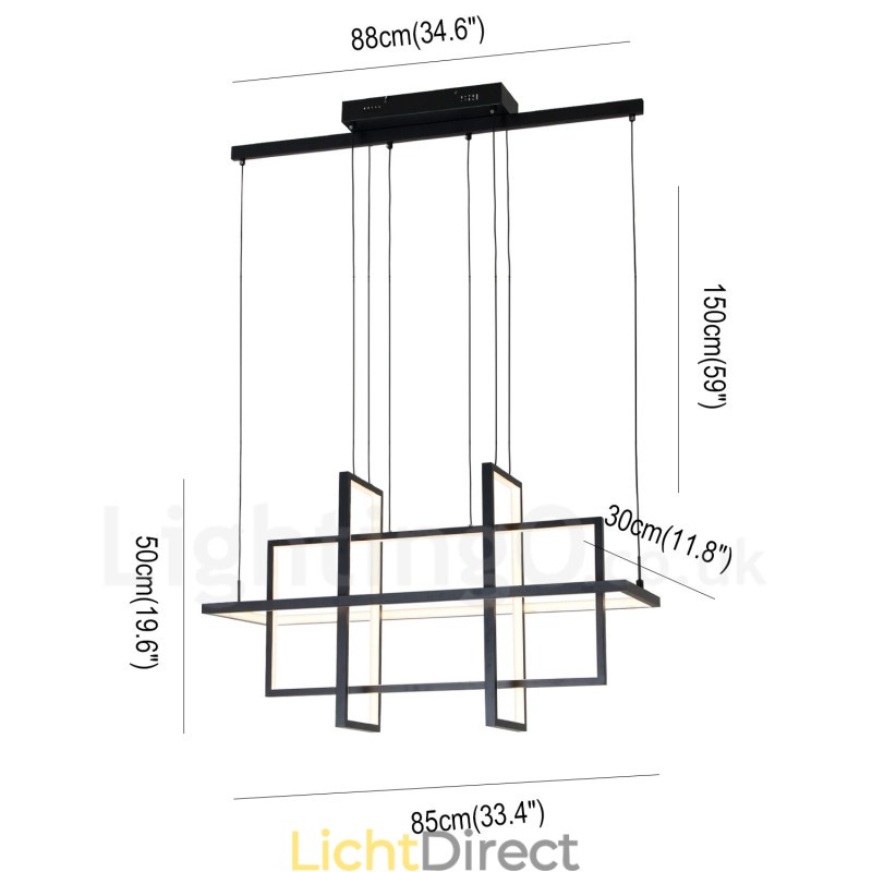 Dimbare hanglamp modern design vier rechthoeken