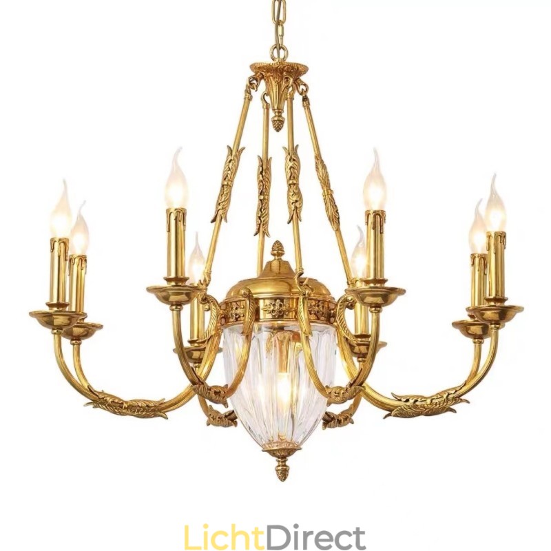 Luxe Franse volledig koperen kristallen kroonluchterlamp Eetkamerarmatuur Kroonluchter
