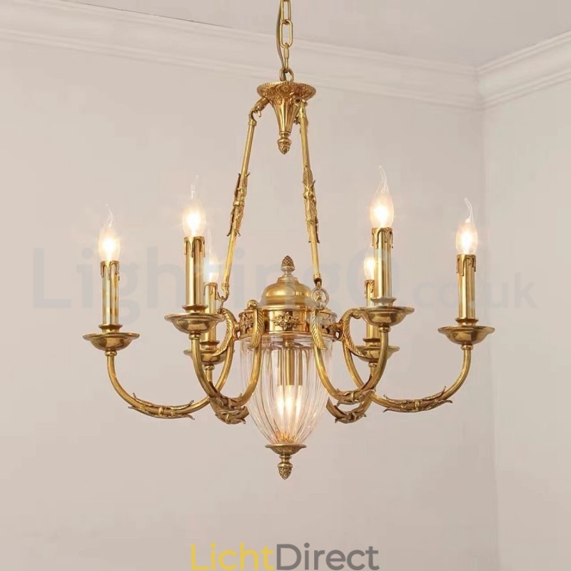 Luxe Franse volledig koperen kristallen kroonluchterlamp Eetkamerarmatuur Kroonluchter