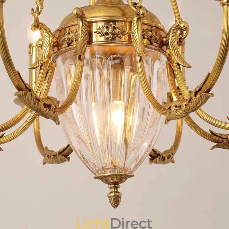Luxe Franse volledig koperen kristallen kroonluchterlamp Eetkamerarmatuur Kroonluchter
