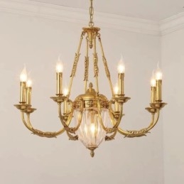 Luxe Franse volledig koperen kristallen kroonluchterlamp Eetkamerarmatuur Kroonluchter
