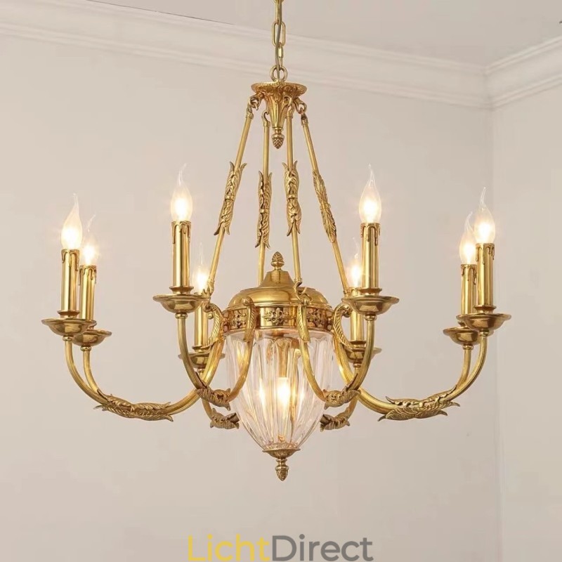 Luxe Franse volledig koperen kristallen kroonluchterlamp Eetkamerarmatuur Kroonluchter