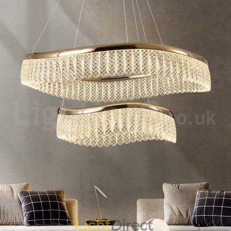 Vierkante kristallen hanglamp 1 2 ringen K9 kristal binnen plafondarmatuur Vierkante kristallen hanglamp 1 2 ringen K9 kristal binnen plafondarmatuur