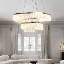 Vierkante kristallen hanglamp 1 2 ringen K9 kristal binnen plafondarmatuur