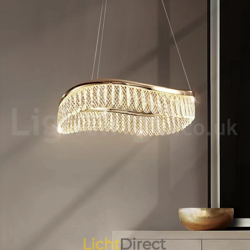 Vierkante kristallen hanglamp 1 2 ringen K9 kristal binnen plafondarmatuur