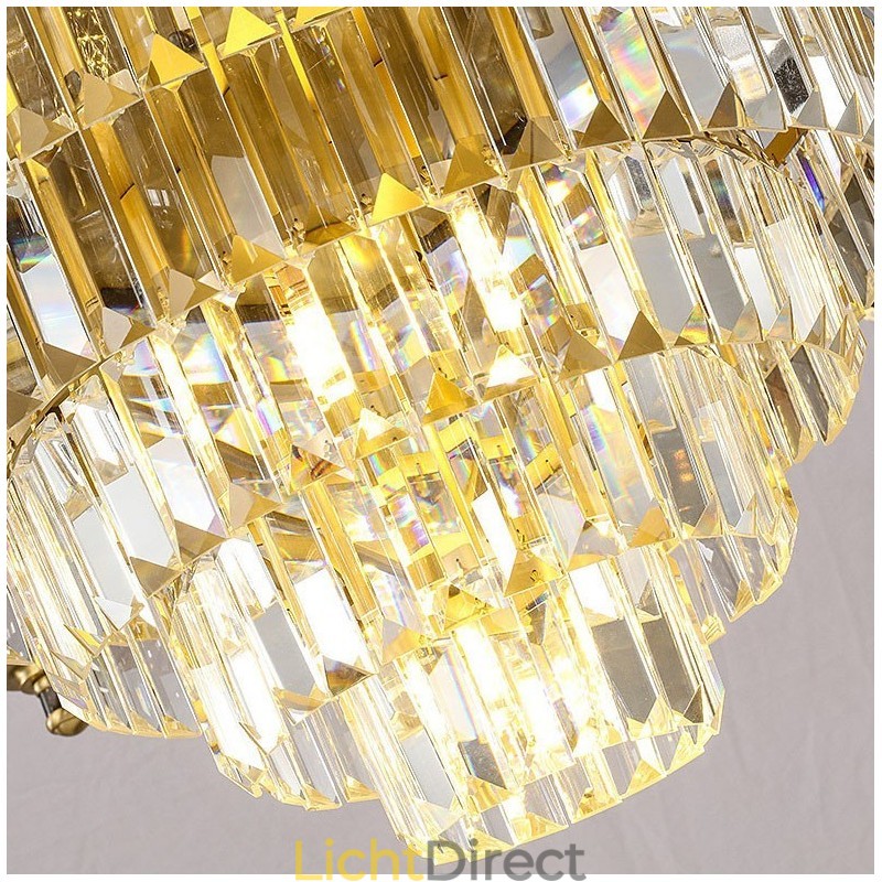 Grote luxe koperen kristallen kroonluchter voor 12+8+4 lampenhouders