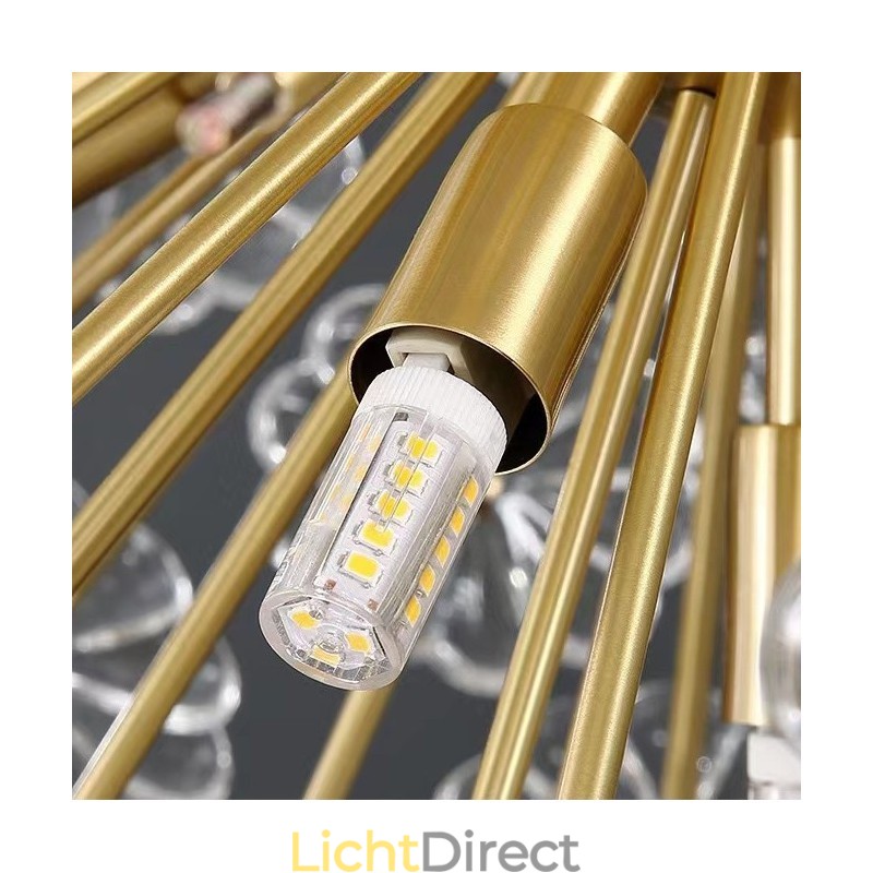 Nordic bolvormige messing paardenbloem kristal hanglamp