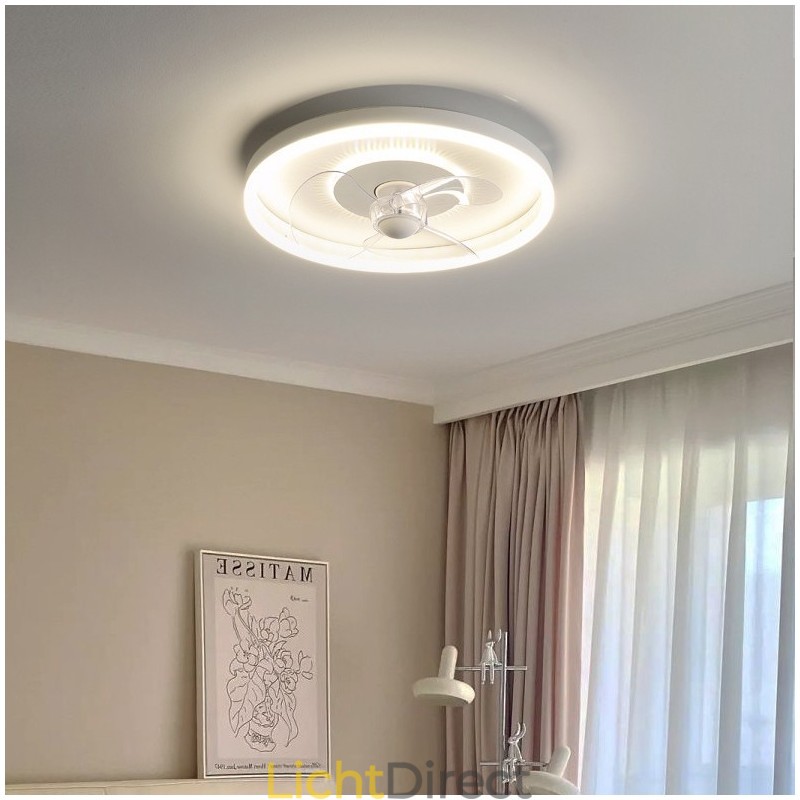 Moderne ronde ultradunne stille onzichtbare volledige spectrum oogbescherming dimbare inbouwventilatorlamp